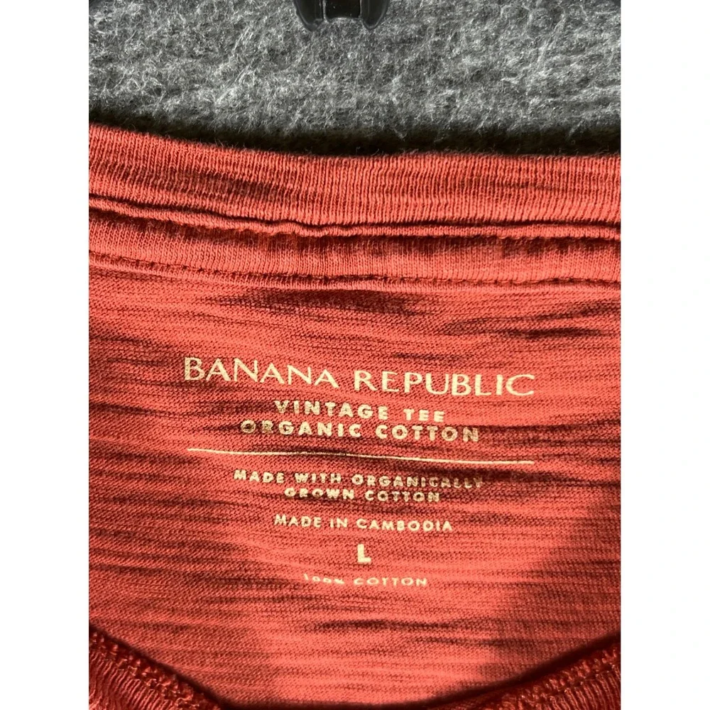 Banana Republic Mens Organic Cotton Vintage Tee Burnt Orange Slub T-Shirt Large